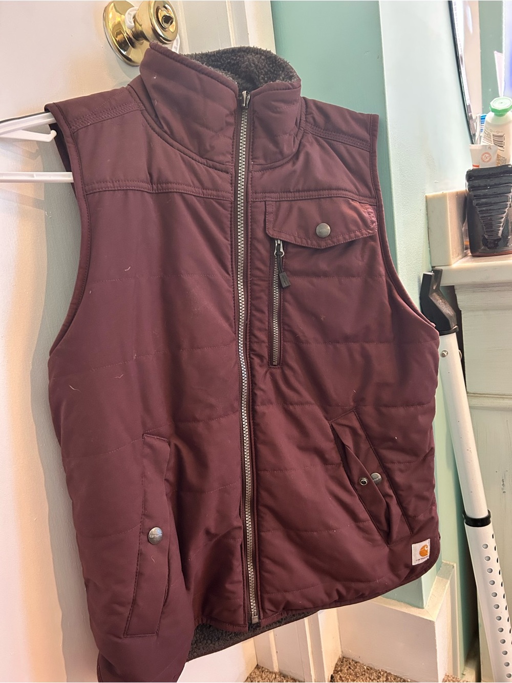 Carhartt Men's Maroon Quilted Fleece-Lined Vest